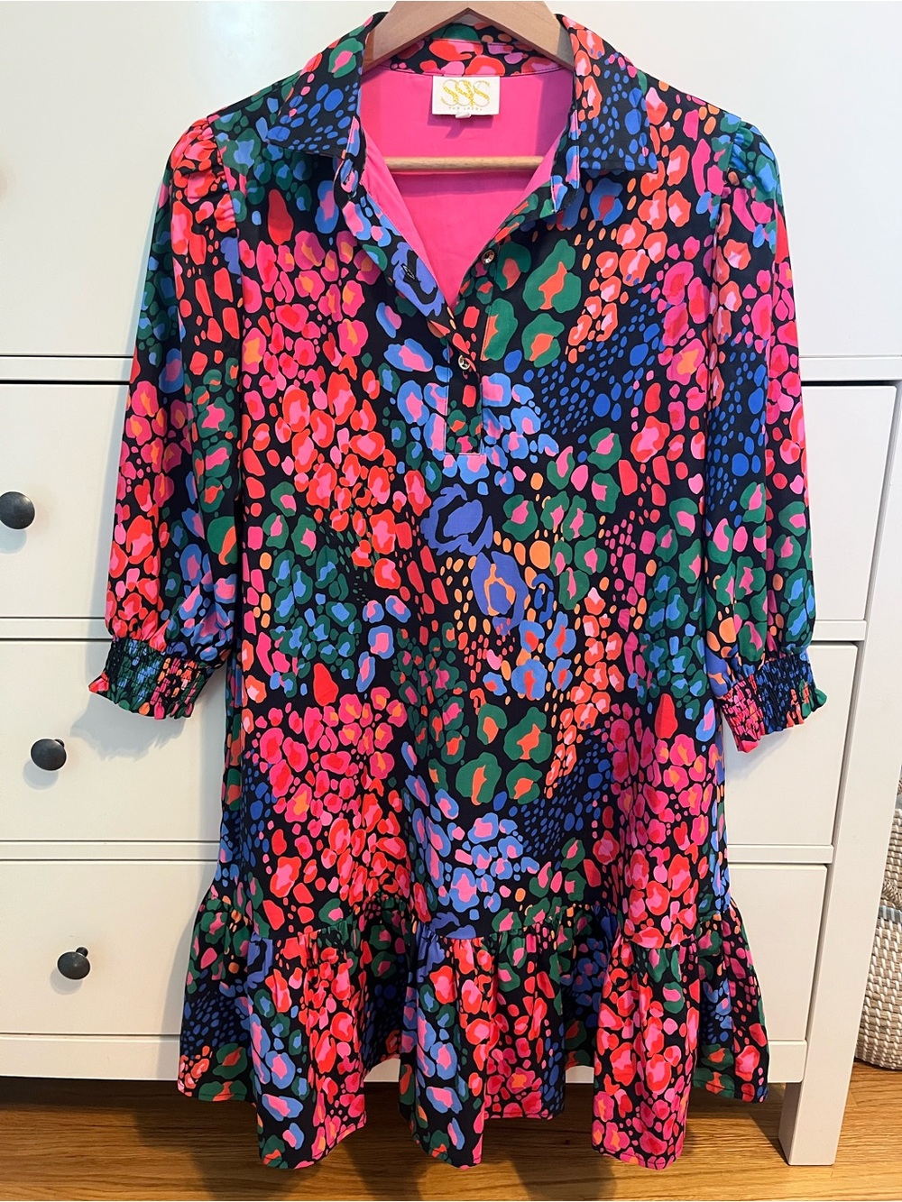 Colorful Leopard Print Dress (pink/multicolor)